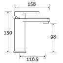 Venture Chrome Basin Mixer Tap & Waste dimensions
