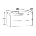 Erin Light Oak Wall Hung Vanity Unit with Grey Glass Basin 900mm