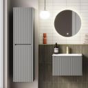 Bryce Ribbed Grey Tall Storage Unit