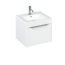 Britton Shoreditch Matt White Single Drawer Wall Hung Vanity Unit with Square Basin 550mm