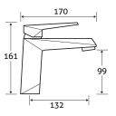 Ike Chrome Basin Mixer Tap Dimension Drawing