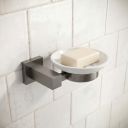 Quad Gunmetal Ceramic Soap Dish Holder