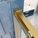 Fabio Brushed Gold Sliding Shower Door Quadrant 1400x800mm