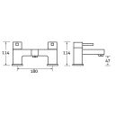 Quadro Chrome Bath Filler Tap Dimension Drawing