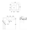 Verity Wall Hung or Countertop Basin in Menta Gloss Dimensions