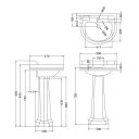 Burlington Edwardian Medium Square 1 Tap Hole Basin & Pedestal with Towel Rail
