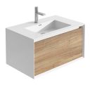 Snowdon White and Oak Wall Hung Vanity Unit with White Basin 750mm