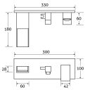 Cairo Chrome Wall Mounted Bath Shower Mixer Tap - Dimensions