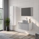 Wish Ribbed White Wall Hung Tall Storage Cabinet