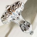 Close up detailed view of the Mere Traditional Freestanding Acrylic Bath with Chrome Feet 1780x800mm claw bath foot