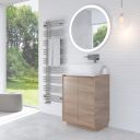 Snowdon 600mm Floor Standing Vanity Unit with White Worktop in Natural Oak