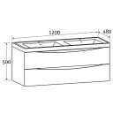Erin Rosewood Wall Hung Vanity Unit with Ceramic Basin 1200mm dimensions