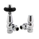 Wooden Head Angled Pair of Radiator Valves