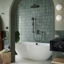 Aqualisa S1 Matt Black Smart Digital Shower Triple Outlet (Slide Rail Kit with Bath Filler and Fixed Wall Head) HP/Combi