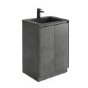 Odion Concrete Floor Standing Vanity Unit with Black Basin 600mm