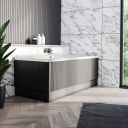 Matt Black Ribbed End Bath Panel & Corner Post - 800mm