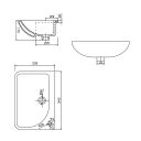 Jersey Semi Recessed Right Hand Basin Technical Drawing