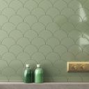 Pescara Ceramic Green Fan Tile 150x134mm