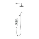 Burlington Trent Chrome Thermostatic Dual Outlet Concealed Shower Valve , Fixed Shower Arm, Handset & Holder with Hose with Rose