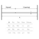 Glyn Chrome Frameless Hinged Shower Door Spec Drawing