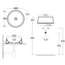 Alto White Round Countertop Basin Spec