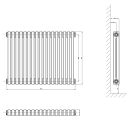 Upton White Triple Horizontal Column Radiator 600x785mm
