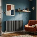 Upton Grey Double Horizontal Column Radiator - 600x1370mm