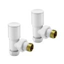 Round White Angled Pair of Radiator Valves