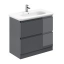 Neon Gloss Titanium Grey Floor Standing Vanity Unit with Lynx Resin Basin 900mm