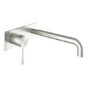 Moray Brushed Nickel single lever bath mixer tap featuring a textured knurled detailing