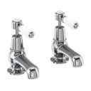 Burlington Kensington Chrome Pair of Traditional 3" Basin Pillar Taps