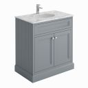 Richmond Light Grey Floor Standing Traditional Vanity Unit with White Marble Top 800mm