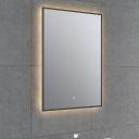Rione Black Rectangular Backlit LED Heated Bathroom Mirror 450x725mm