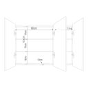 Manor Triple Door Illuminated LED Mirrored Wall Cabinet 860x630mm Internal Shelves Spec Drawing