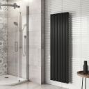 Perth Matt Black Double Vertical Flat Panel Radiator 1600x475mm