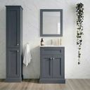 white marble bathroom traditionally styled featuring the Richmond Midnight Grey Floor Standing Traditional Vanity Unit with White Marble Top 600mm