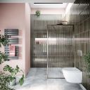 Amien Gunmetal Framed Fluted Glass Shower Screen