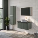 Wish Ribbed Wall Hung Vanity Unit in Green with Black Worktop