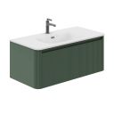 1000mm Wish Ribbed Wall Hung Vanity Unit in Green with Ceramic Basin