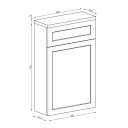 Technical drawing of a Traditional midnight grey WC Unit with dimensions