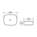 Talos White Curved Countertop Ceramic Basin Spec Drawing