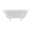 white roll top edge double ended bath with white traditional feet