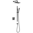 Baylin Gunmetal Square Triple Outlet with Slide Rail Kit, Shower Head, Arm & Bath Overflow