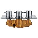 Vade Chrome Triple Outlet Square Concealed Shower Valve with Diverter
