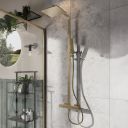 Liva Brushed Gold Square Thermostatic Dual Shower Pack