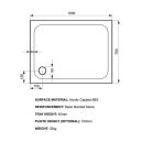 Kstone Rectangular Shower Tray 1000x760mm KS10076 Spec Drawing