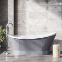 Hoff Matt Grey Industrial Freestanding Acrylic Bath 1676x780mm - roomset