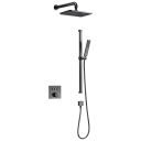Baylin Gunmetal Square Dual Outlet with Slide Rail Kit, Shower Head & Arm