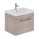 Esk Stone Grey Wall Hung Vanity Unit and Basin with Brushed Nickel Handles 600mm