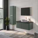 Wish Ribbed Wall Hung Vanity Unit in Green with Black Worktop